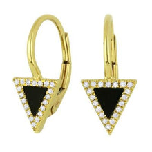 Load image into Gallery viewer, 14k Triangle Diamond On Lever-back Earrings