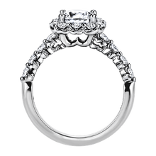 Load image into Gallery viewer, Platinum "Royal Prong" Diamond Halo With Diamond Sides Engagement Ring(center stone not included) - from Holsten Jewelers