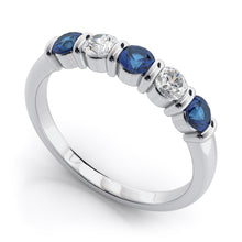 Load image into Gallery viewer, Platinum Sapphire and Diamond Barset Wedding Ring - from Holsten Jewelers