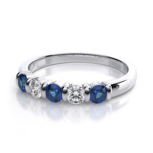 Load image into Gallery viewer, Platinum Sapphire and Diamond Barset Wedding Ring - from Holsten Jewelers