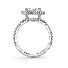 Load image into Gallery viewer, 14k White Gold East-West Oval Diamond Halo Engagement Ring(center stone not included) - from Holsten Jewelers