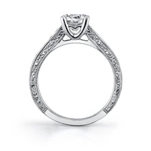 Load image into Gallery viewer, 14k White Gold Diamond Accented Engagement Ring with Engraved Sides(center stone not included) - from Holsten Jewelers
