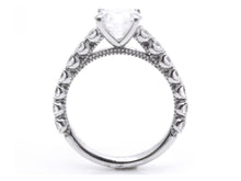 Load image into Gallery viewer, 14K Scooped Diamond Semi mount W/ Beading Ring Engagement Ring (Center Stone not Included)
