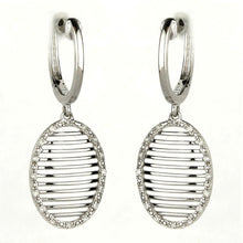 Load image into Gallery viewer, 14k White Gold Oval Open with Diamond Frame Dangle Earrings - from Holsten Jewelers
