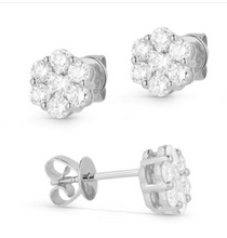 Load image into Gallery viewer, 14k White Gold Diamond Cluster Earrings - from Holsten Jewelers

