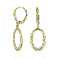 Load image into Gallery viewer, 14k Yellow Gold Oval Dangle Diamond Earrings - from Holsten Jewelers

