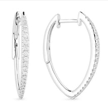 Load image into Gallery viewer, 14k White Gold V Shaped Diamond Hoop Earrings - from Holsten Jewelers
