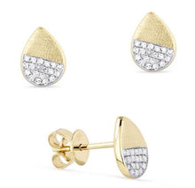 Load image into Gallery viewer, 14k Yellow Gold Tear Drop Diamond Stud Earrings - from Holsten Jewelers
