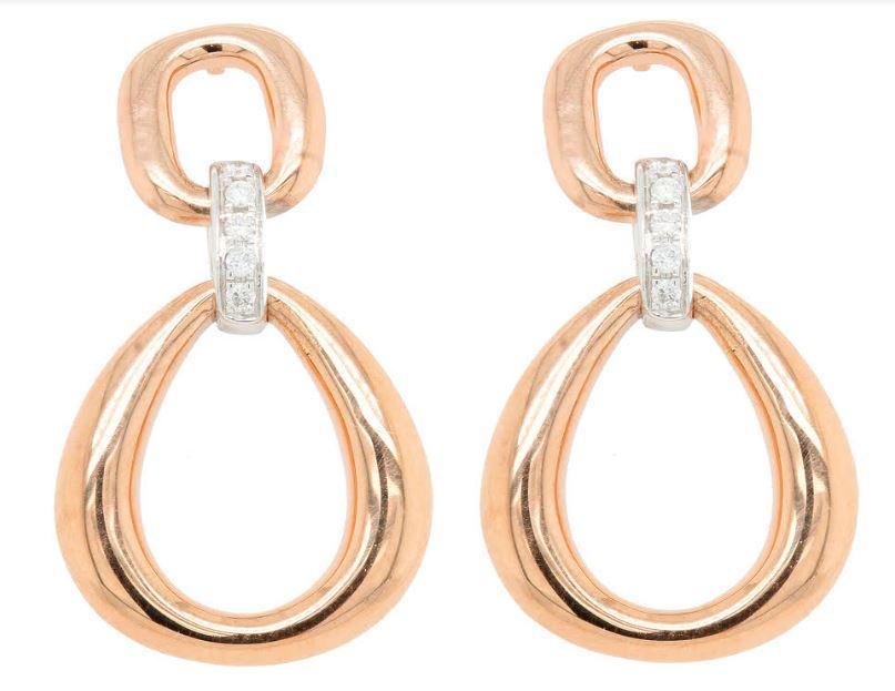 14k Rose and White Gold Dangle Diamond Earrings - from Holsten Jewelers