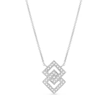 Load image into Gallery viewer, 14k White Gold Diamond Interlocking Square Pendant - from Holsten Jewelers
