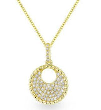 Load image into Gallery viewer, 14k Yellow Gold Pave Diamond Pendant In a Beaded Frame - from Holsten Jewelers

