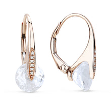 Load image into Gallery viewer, 14k Rose Gold White Topaz and Diamond Dangle Earrings - from Holsten Jewelers
