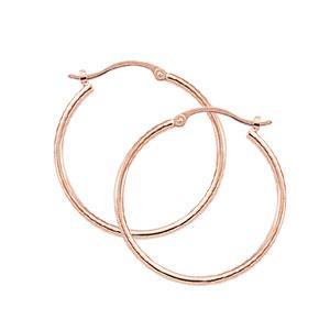 14k Rose Gold 1.5X20mm Hoop Earrings - from Holsten Jewelers