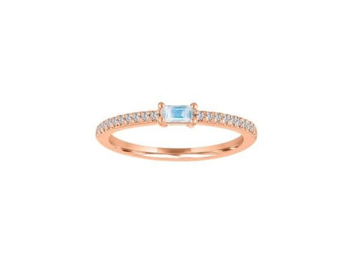 14k Rose Gold  Moonstone  and Diamond Band  Ring - from Holsten Jewelers