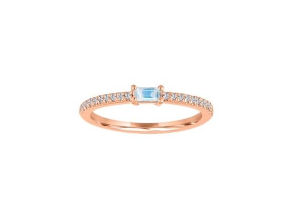 14k Rose Gold  Moonstone  and Diamond Band  Ring - from Holsten Jewelers