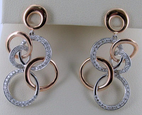 14k Rose and White Gold  Interlocking Circles With Diamonds Earrings - from Holsten Jewelers