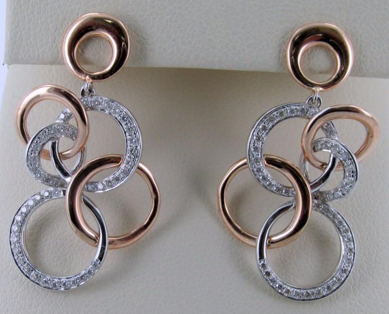 14k Rose and White Gold  Interlocking Circles With Diamonds Earrings - from Holsten Jewelers