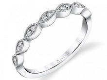 Load image into Gallery viewer, 14k White Gold Vintage Diamond Stackable Milgrain  Band - from Holsten Jewelers
