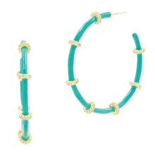 Load image into Gallery viewer, Frieda Rothman Sterling Silver Harmony Turquoise Enamel Hoop Earring - from Holsten Jewelers
