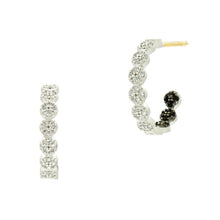 Load image into Gallery viewer, Frieda Rothman Industrial Finish Pavé Small Hoop Earrings - from Holsten Jewelers

