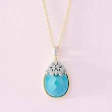 Load image into Gallery viewer, Frieda Rothman Fleur Bloom Empire Turquoise Teardrop Pendant Necklace - from Holsten Jewelers
