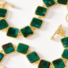 Load image into Gallery viewer, Frieda Rothman Sterling Silver Gold Plated Bold Chrysocolla Link Bracelet - from Holsten Jewelers
