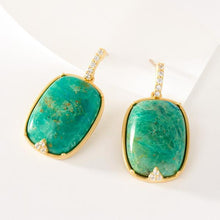 Load image into Gallery viewer, Frieda Rothman Sterling Silver Gold Plated Chrysocolla Drop Earring - from Holsten Jewelers
