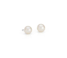 Load image into Gallery viewer, 14k White Gold 4mm Cultured Pearl Stud Earrings - from Holsten Jewelers
