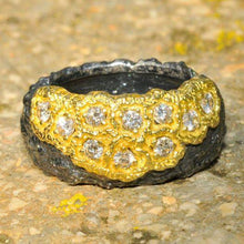Load image into Gallery viewer, 18k Yellow Gold And Black Rhodium Silver Diamond] Ring
