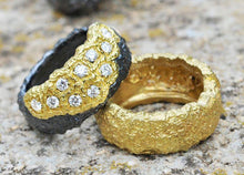 Load image into Gallery viewer, 18k Yellow Gold And Black Rhodium Silver Diamond] Ring
