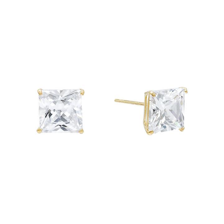 14K 4MM Princess Cut CZ Earrings