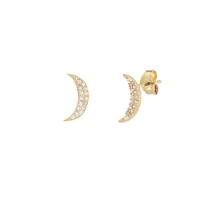 14k Crescsent Moon With CZ Earrings