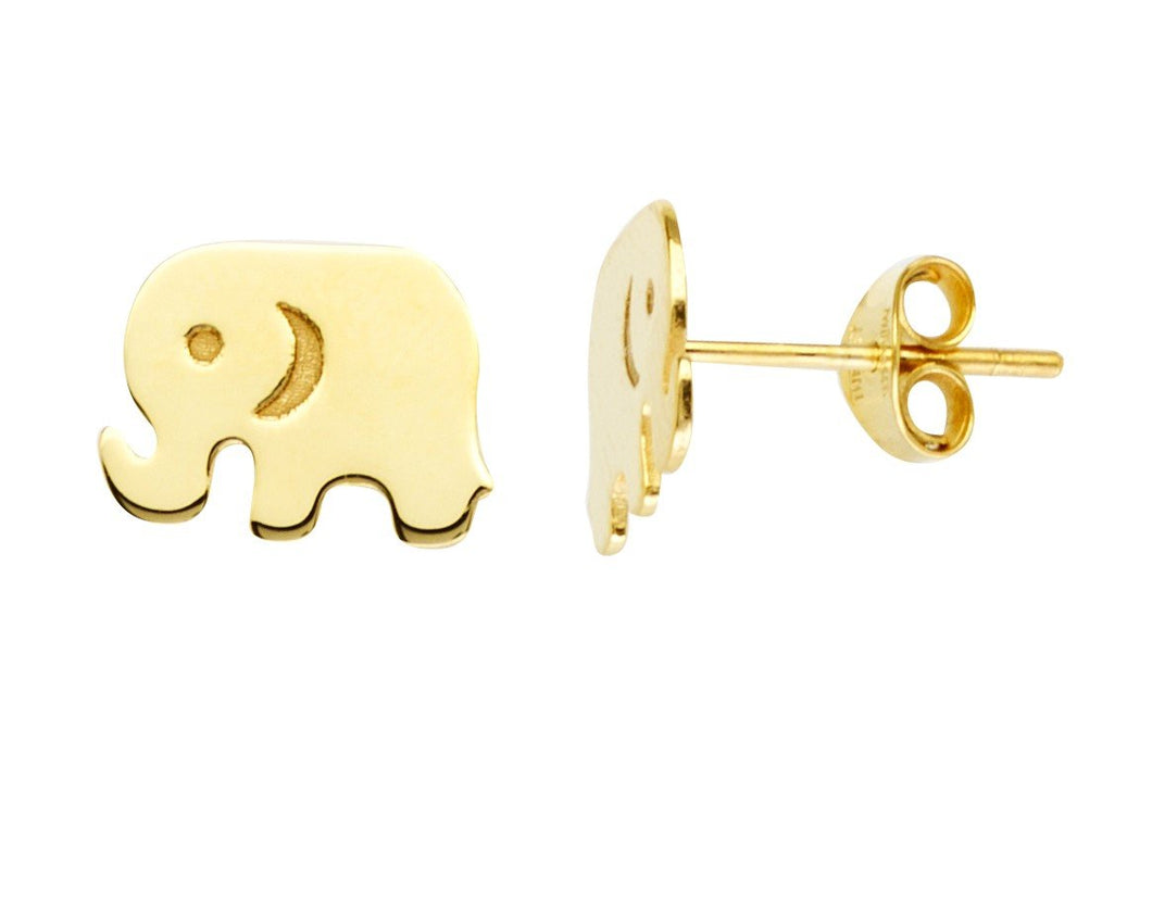 14k Cut Out Elephant Earrings