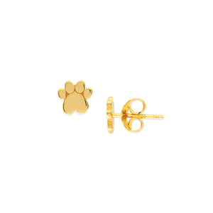 14k Heart Dog Paw Stud Earrings