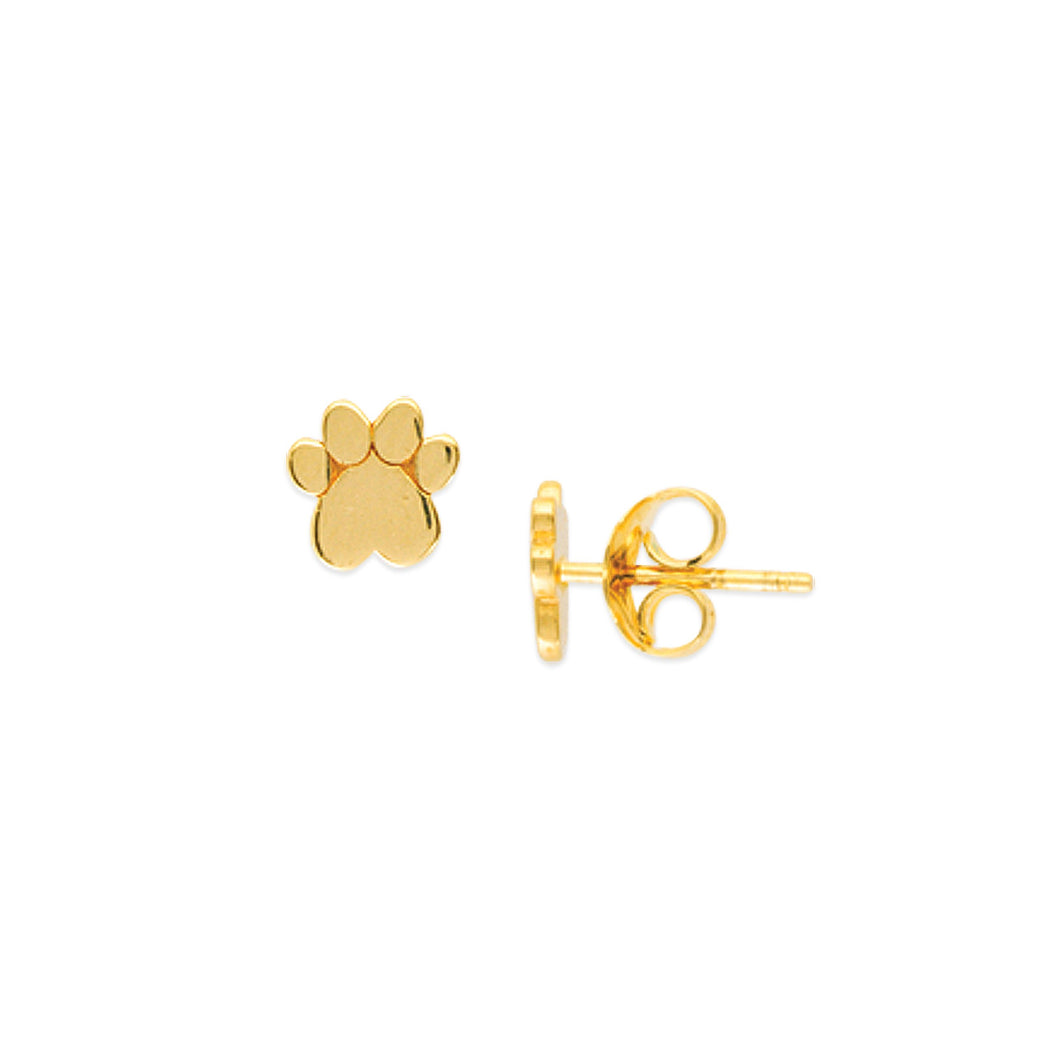 14k Heart Dog Paw Stud Earrings