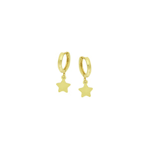 14k 10mm Baby Hoop With Dangle Star Earrings