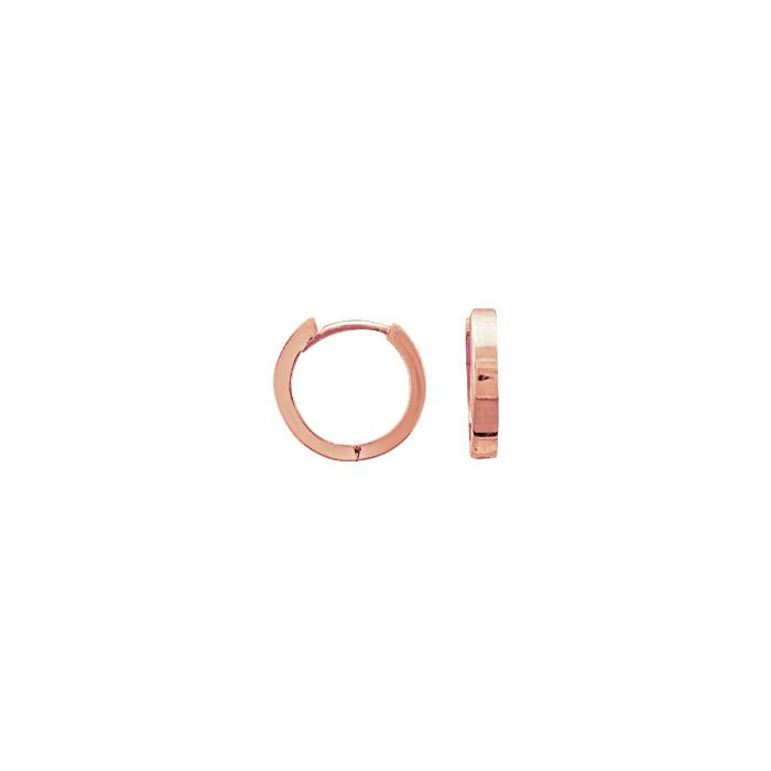 14k Rose Gold 11mm Square Shape Huggie Earrings
