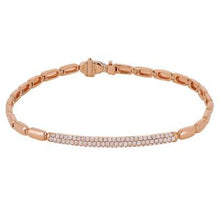 Load image into Gallery viewer, 14k  Gold  Pave Diamond Bar On Oval Link Bracelet
