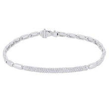 Load image into Gallery viewer, 14k  Gold  Pave Diamond Bar On Oval Link Bracelet
