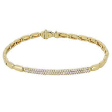 Load image into Gallery viewer, 14k  Gold  Pave Diamond Bar On Oval Link Bracelet
