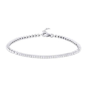 14k  Gold Diamond Bar On Beaded Chain Bracelet