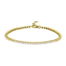 Load image into Gallery viewer, 14k  Gold Diamond Bar On Beaded Chain Bracelet
