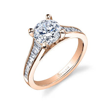 Load image into Gallery viewer, 14k White Gold Colleta Princess Engagement Ring with Tapered Baguette Diamonds (center stone not included)
