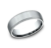 Load image into Gallery viewer, 14k White Gold Edge Comfort Fit Knurled Edge Wedding Band Size10 - from Holsten Jewelers
