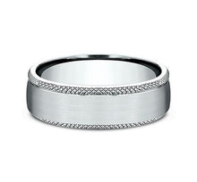 Load image into Gallery viewer, 14k White Gold Edge Comfort Fit Knurled Edge Wedding Band Size10 - from Holsten Jewelers
