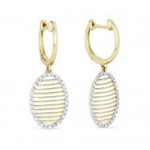 Load image into Gallery viewer, 14k White Gold Oval Open with Diamond Frame Dangle Earrings

