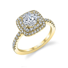 Load image into Gallery viewer, 14k White Gold Melodie Cushion Shape Double Diamond Halo Engagement Ring (center stone not included)
