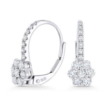 Load image into Gallery viewer, 14k Gold Diamond Cluster On Diamond Lever Backs Earrings
