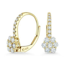 Load image into Gallery viewer, 14k Gold Diamond Cluster On Diamond Lever Backs Earrings
