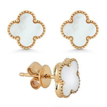 Load image into Gallery viewer, 14k Gold Mother of Pearl Flower Earrings
